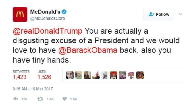 McDonald's controversial tweet