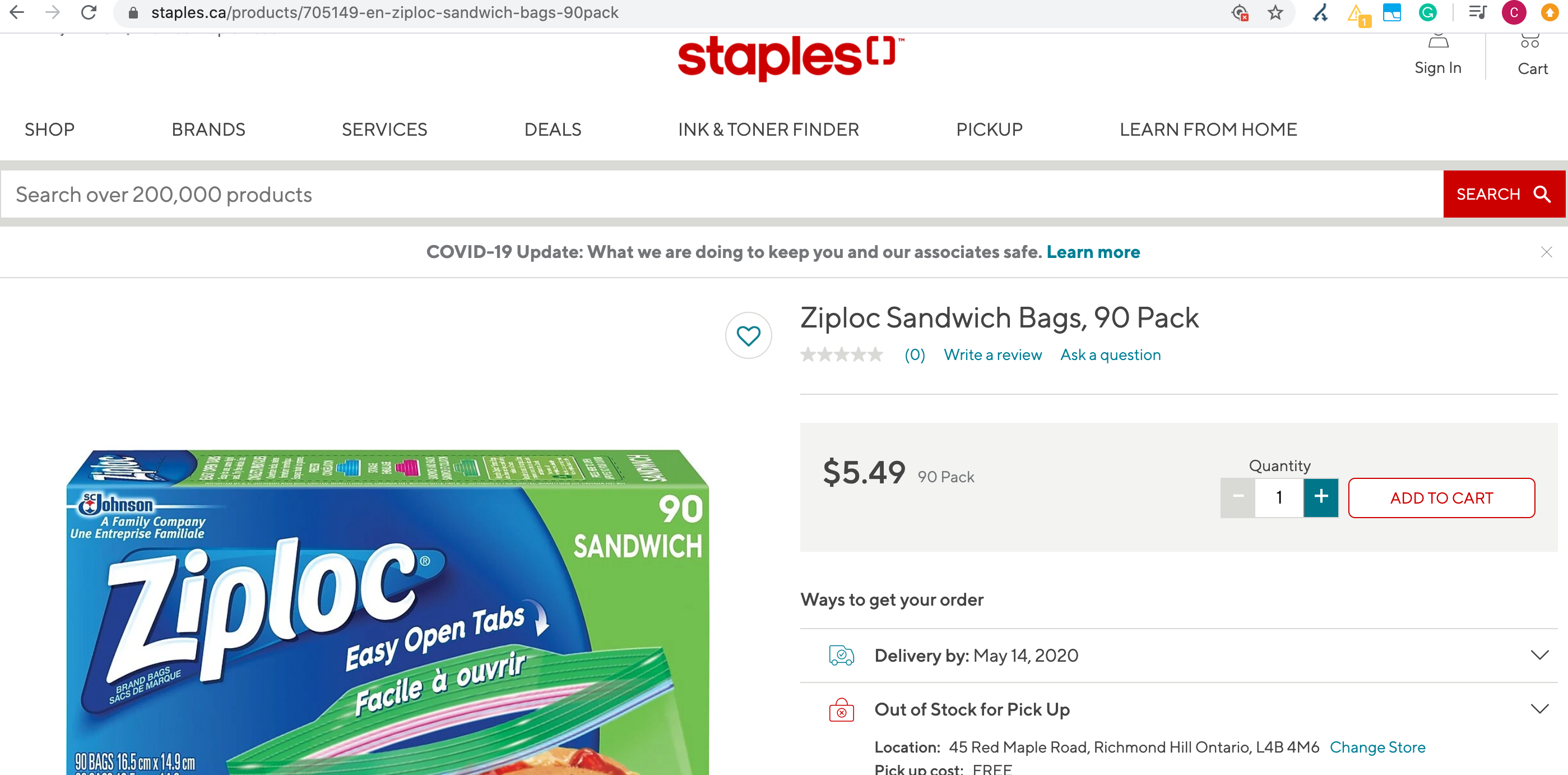 Staples online store on root domain