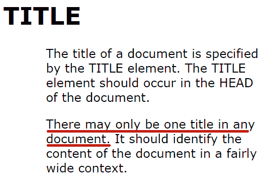 Screenshot of the official standards for title element