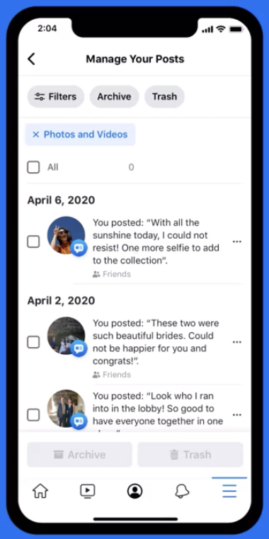 Facebook Lets Users Delete Old Posts in Bulk