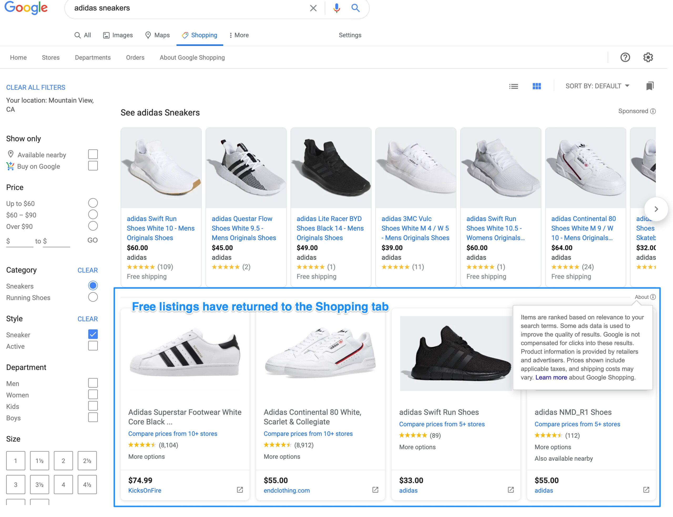 Google Shopping Tab