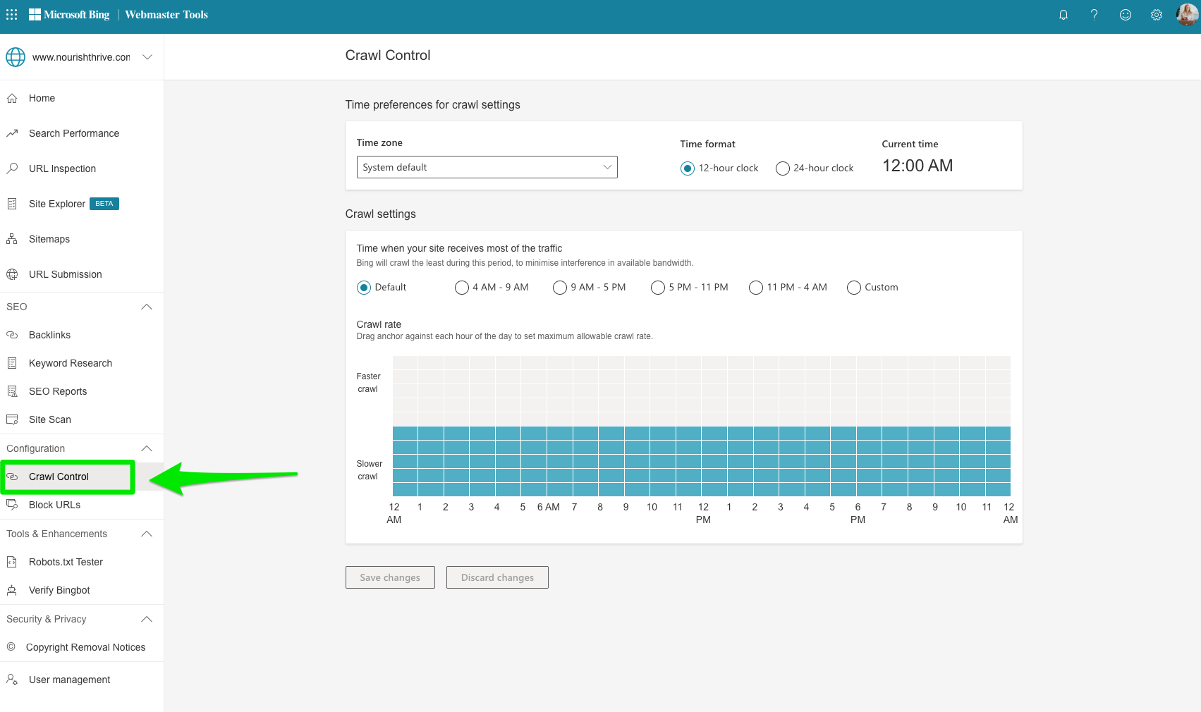 bing webmaster tools crawl control