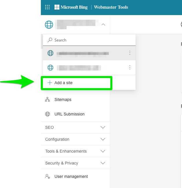 bing webmaster tools guide add site