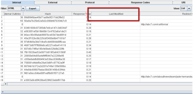 ScreamingFrog Last Modified