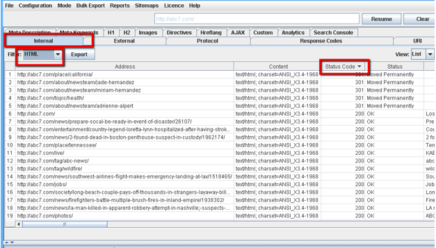 ScreamingFrog Status Codes