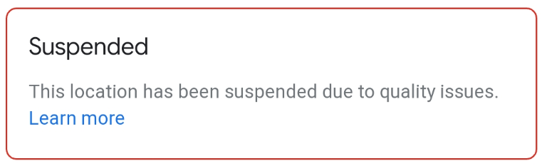 GMB Suspended Notification