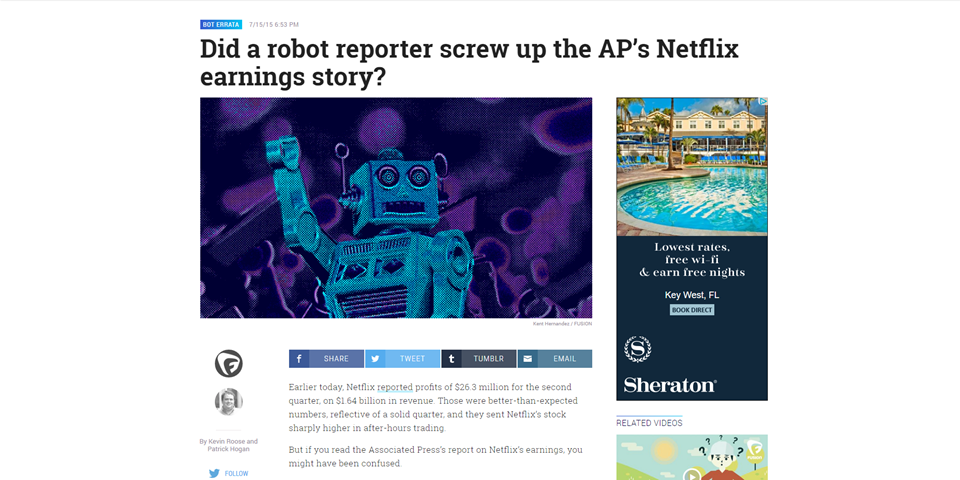 Did a robot reporter screw up AP's Netflix earnings story