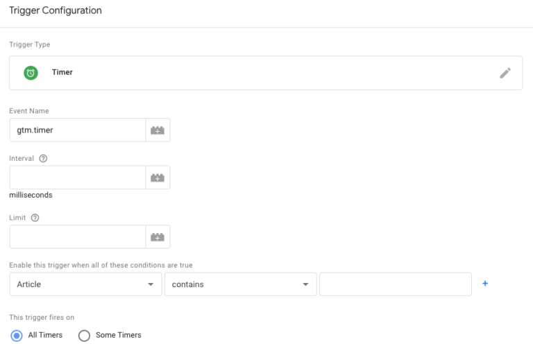 Google Tag Manager Timer Trigger