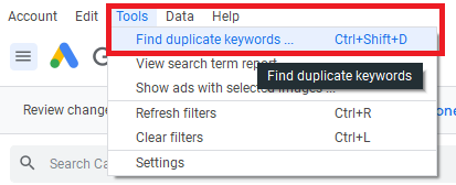 Find duplicate keywords