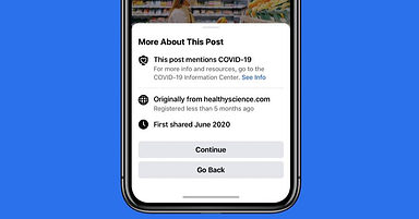 Facebook Warning Users Before Sharing COVID-19 Links