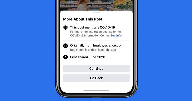 Facebook Warning Users Before Sharing COVID-19 Links