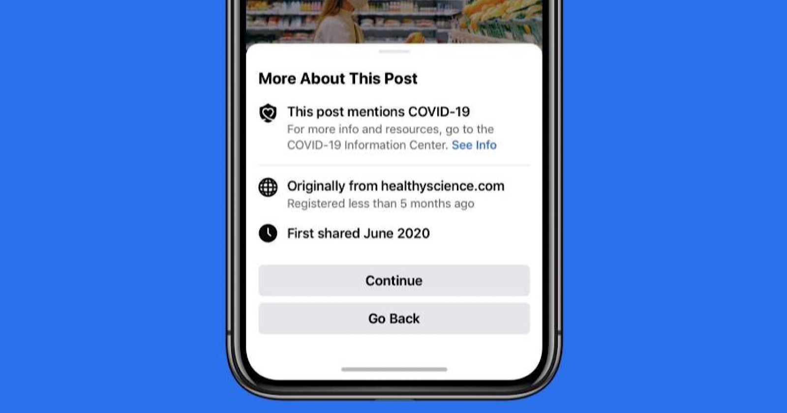 Facebook Warning Users Before Sharing COVID-19 Links