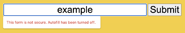Screenshot of Warning on an insecure form