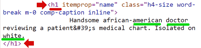 Screenshot of code from the stock images page of a black doctor
