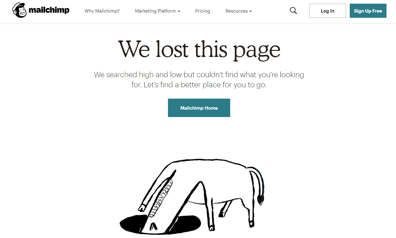 404 page mailchimp
