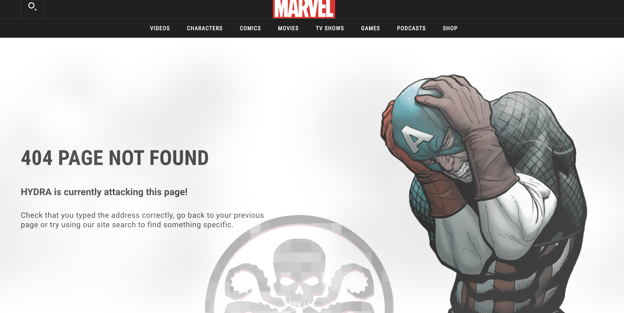 marvel 404 page