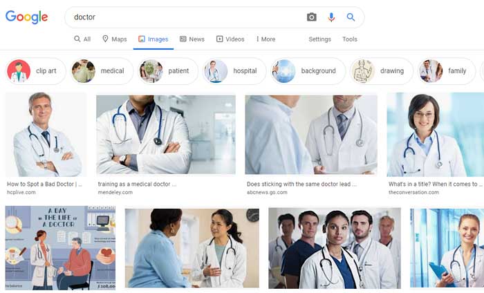 screenshot of a search result for doctor