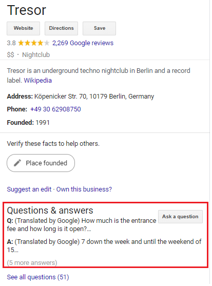 google my business questions and answers