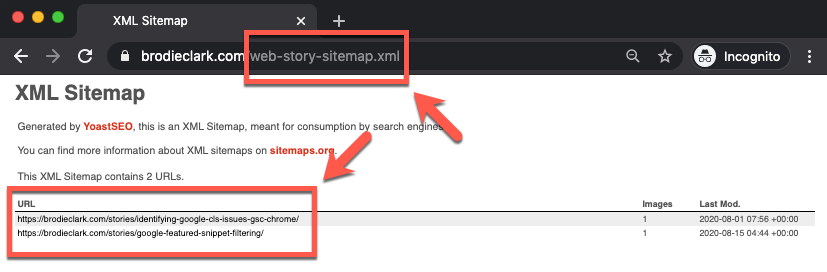 web stories wordpress beta plugin pages appearing in the xml sitemap