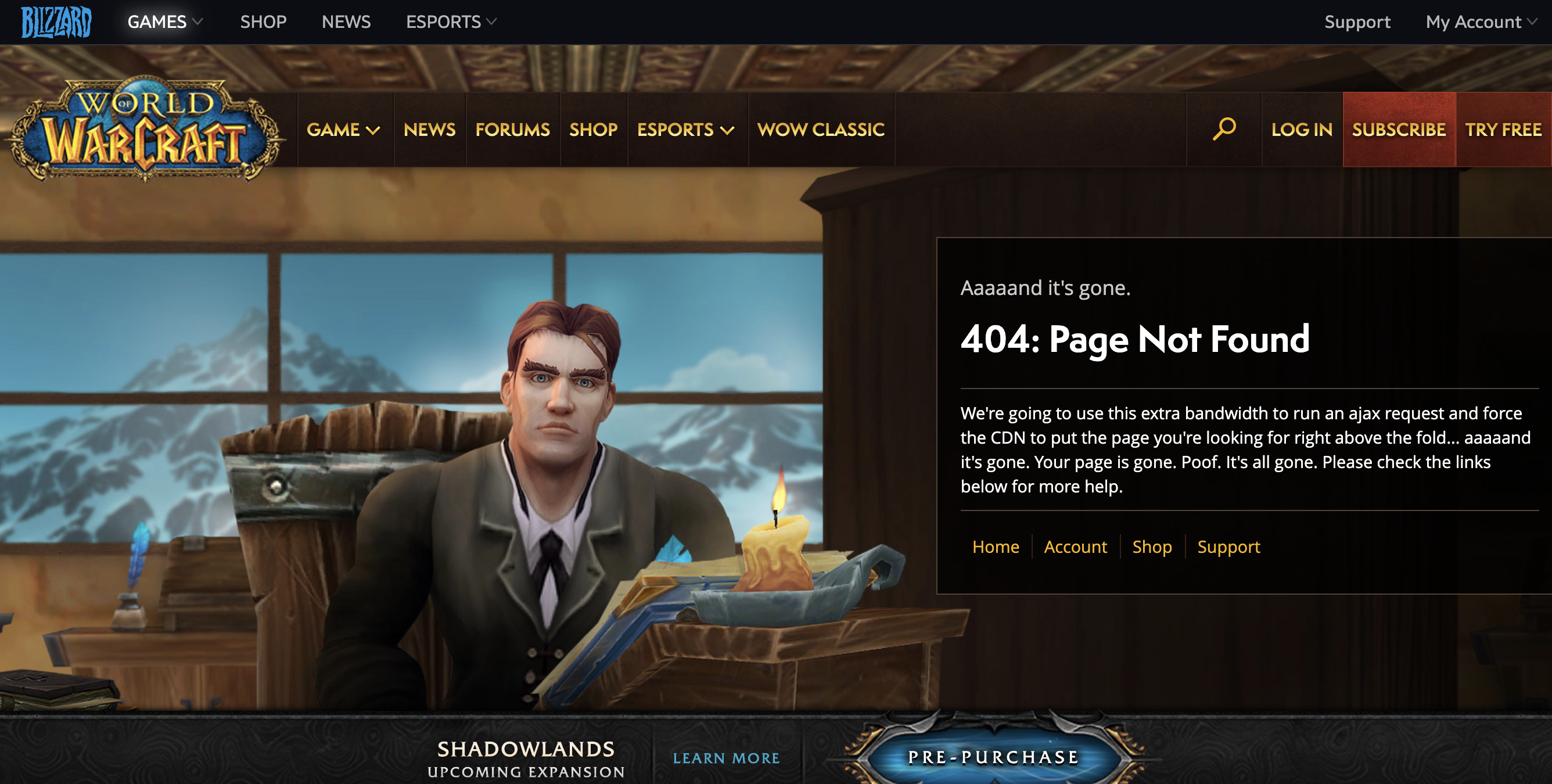 world of warcraft 404 page