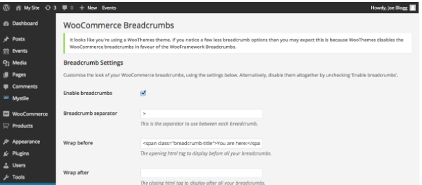 breadcrumbs seo woocommerce