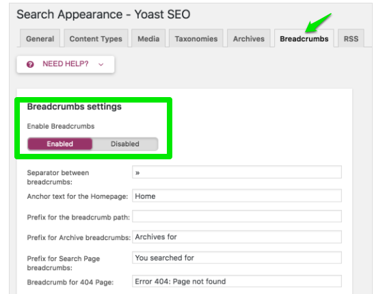 breadcrumbs seo yoast seo