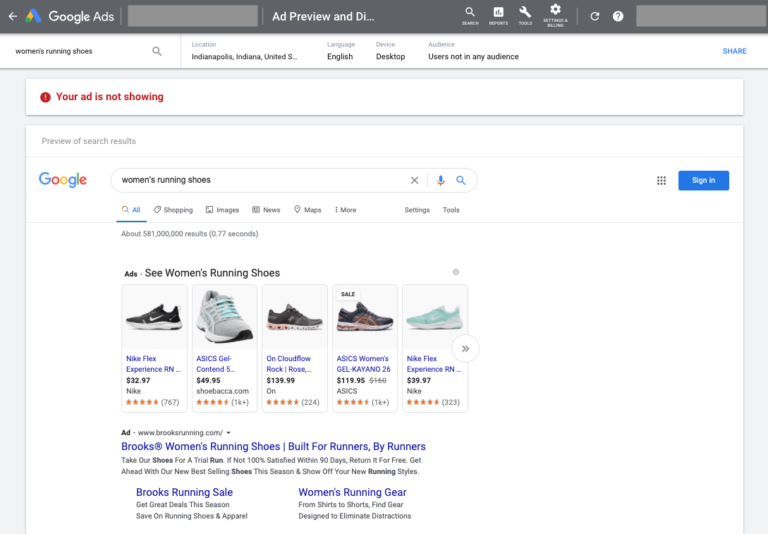 Google Ads Preview Tool