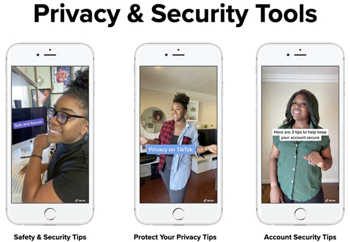 Screenshot of TikTok privacy and security tools