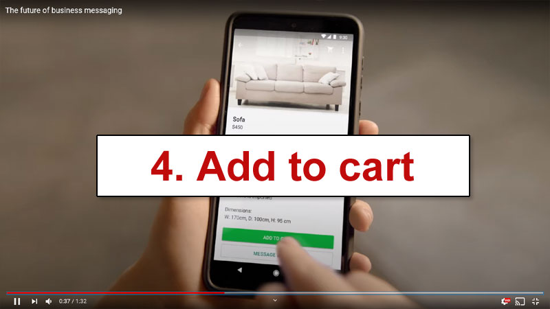 Consumer adding a product to a WhatsApp shopping cart