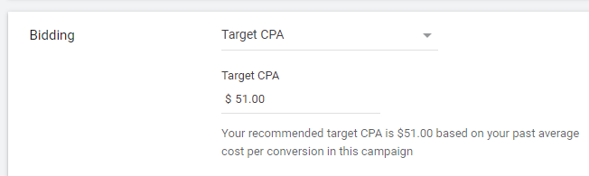 Target CPA Setup