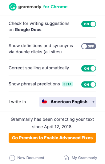 Grammarly Chrome plugin