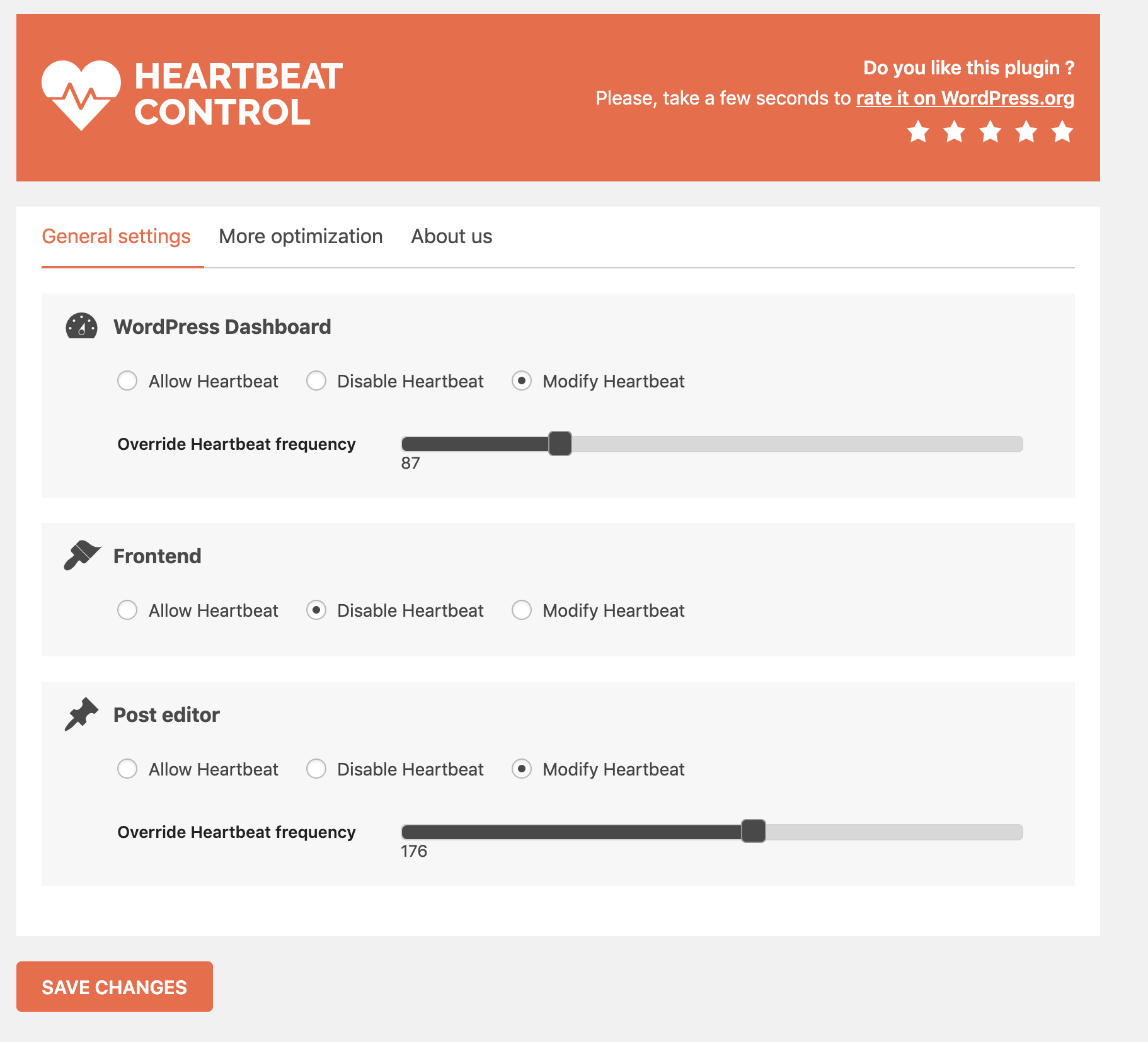 Heartbeat Control WP Rocket