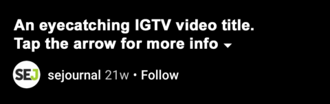 IGTV title with call to action