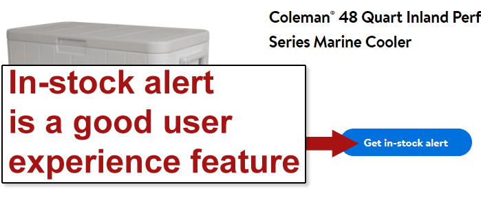 Screenshot of a button for signing up to be notified for when a product is back in stock