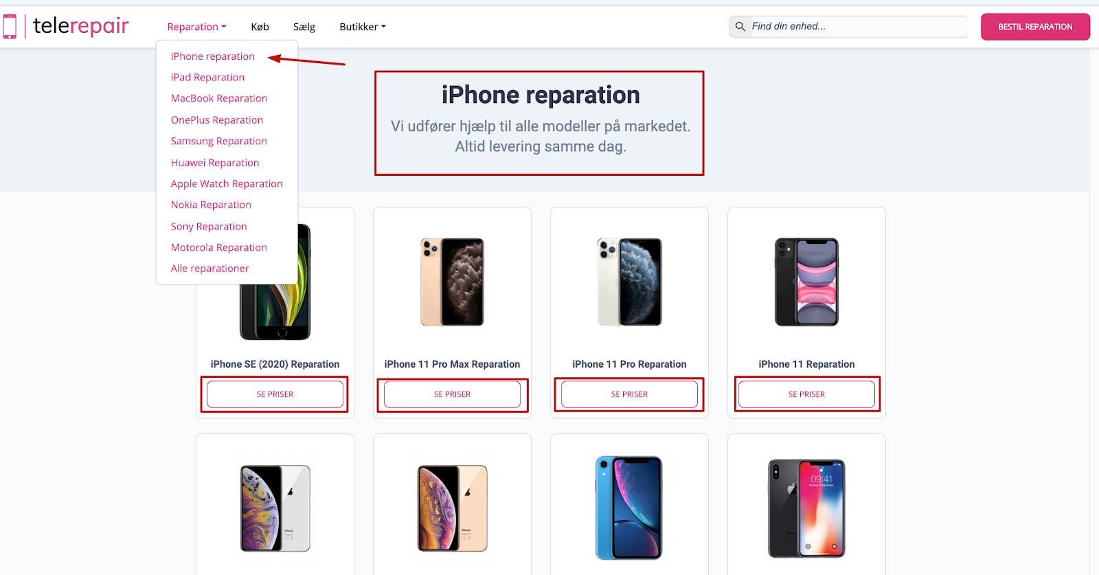 iphone reparation category page content