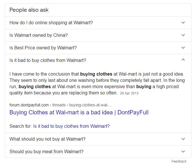 Walmart People Also Ask