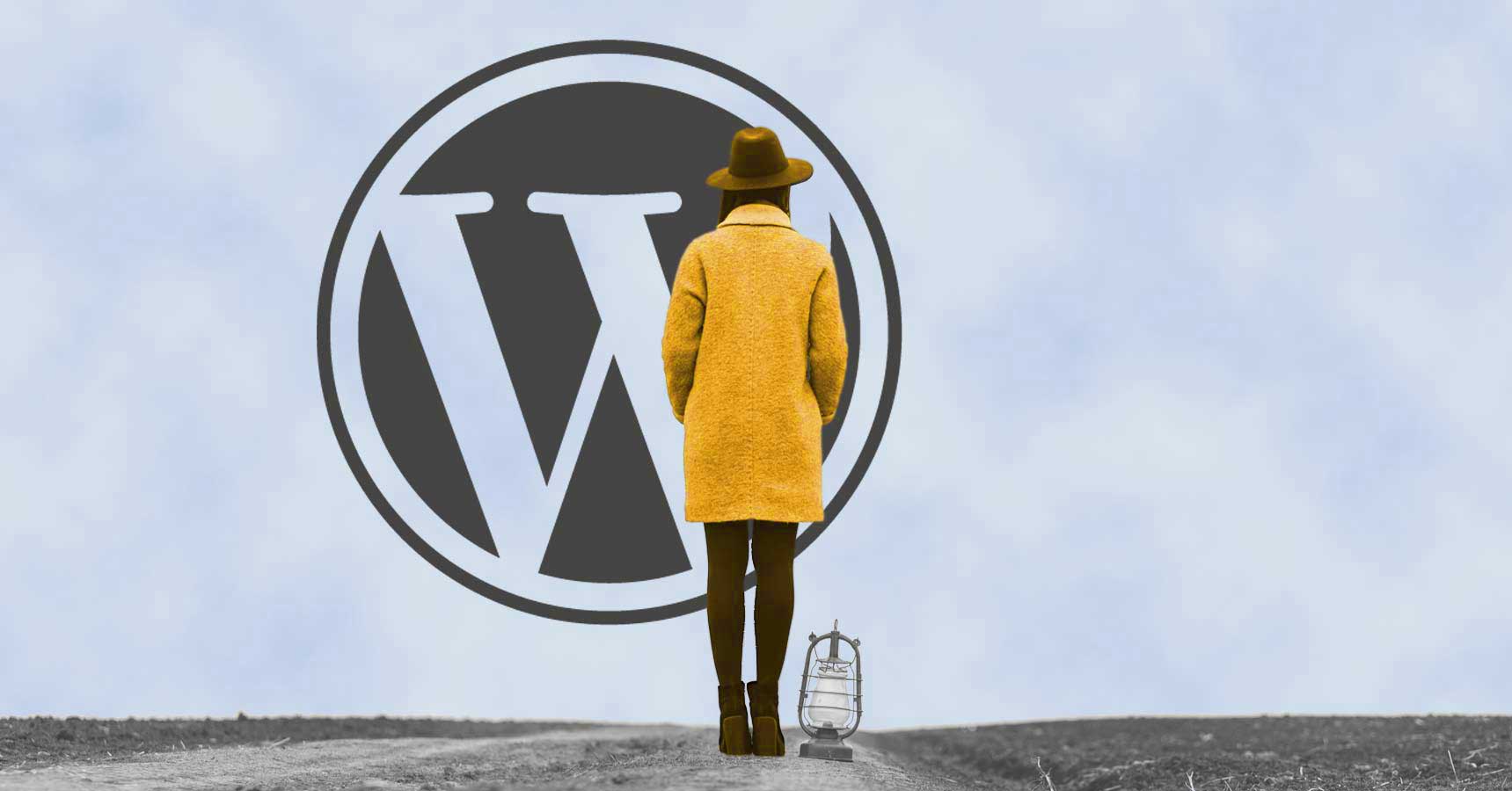 WordPress Gutenberg 9.2 - Image of a woman with the WordPress logo looming ahead of her