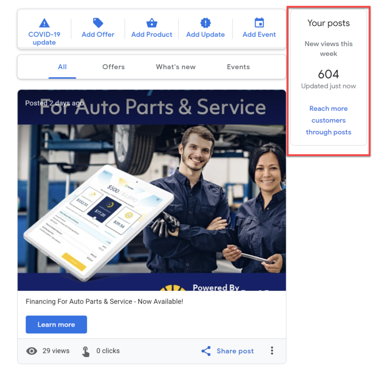 Google My Business Post Insights