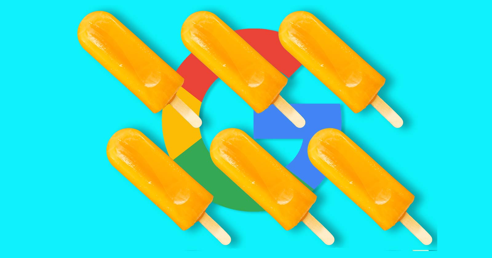 Google's logo with identical popsicles overlayed on top of it