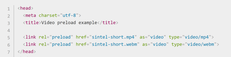 Link rel=preload example code