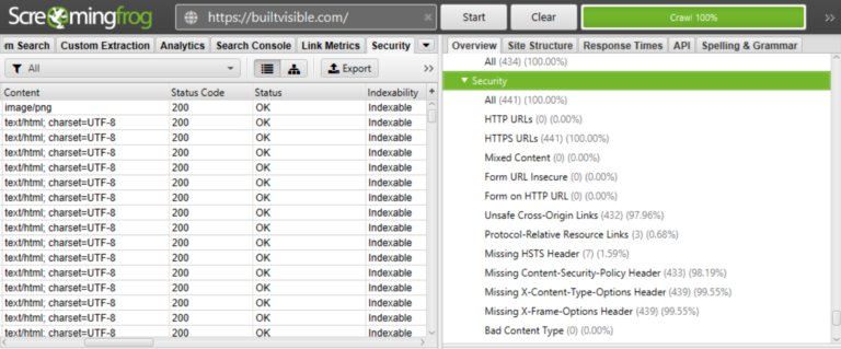 Screaming Frog Security reports