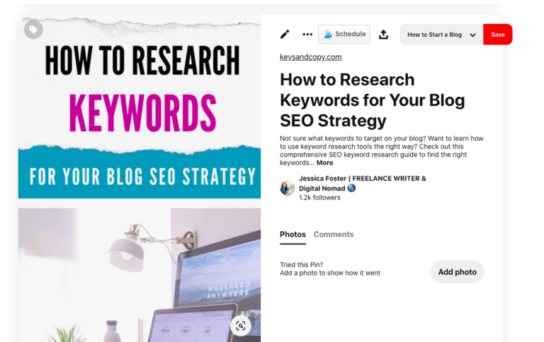 Screenshot of "How to do Keyword Research" Pin