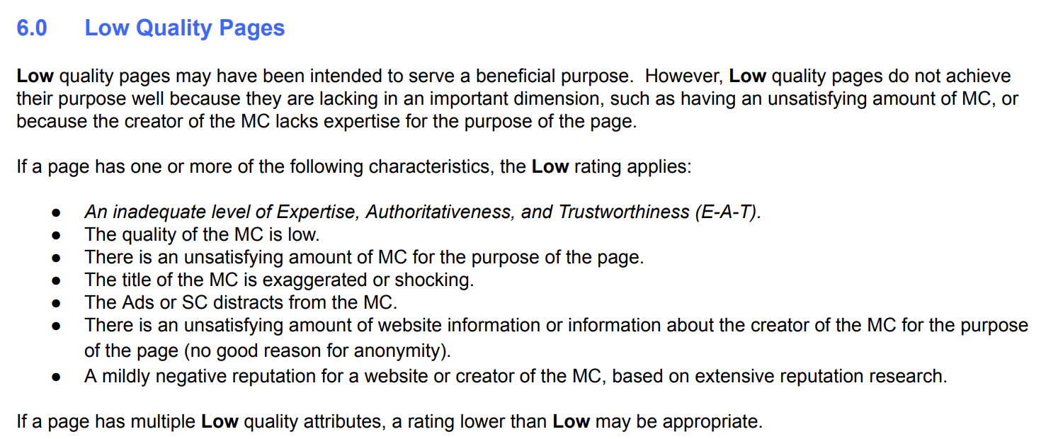 Quality Rater Guidelines UX Section 6.0