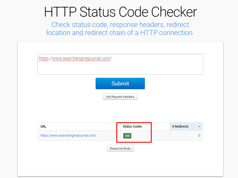 Use the HTTP Status Code Checker