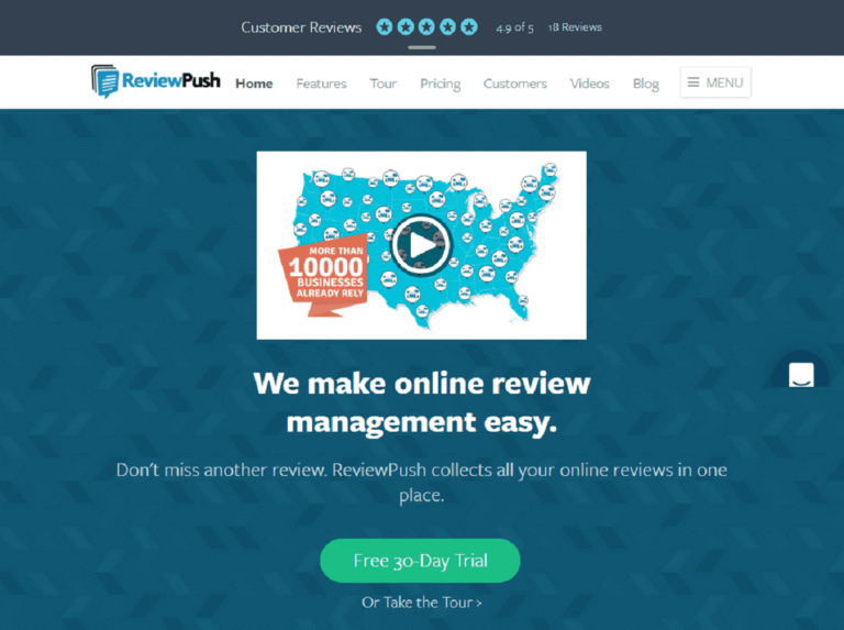 ReviewPush homepage.