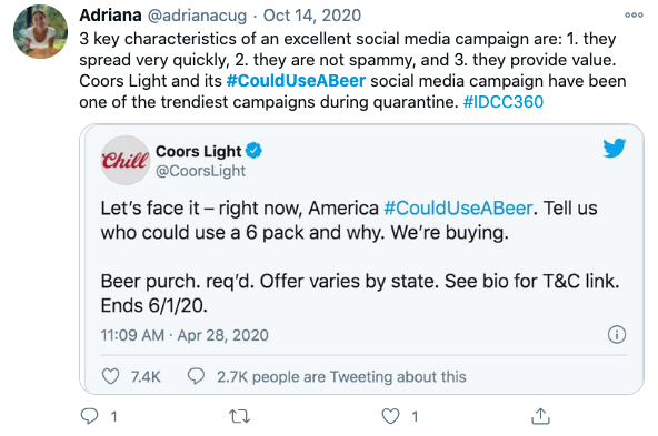 Coors Light's #CouldUseABeer was one of the best social media campaigns of the year.