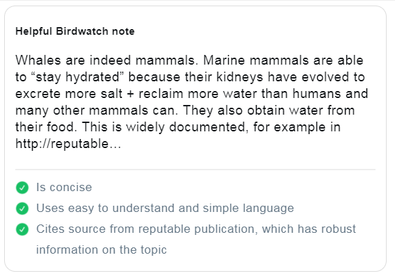 Screenshot of a helpful Twitter Birdwatch note