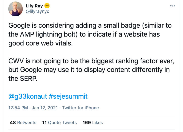 Core Web Vitals is not going to be the biggest ranking factor.
