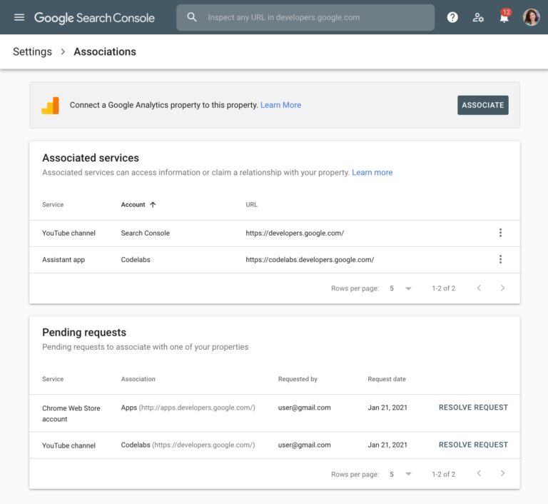 Google Search Console Updated With New Associations Page