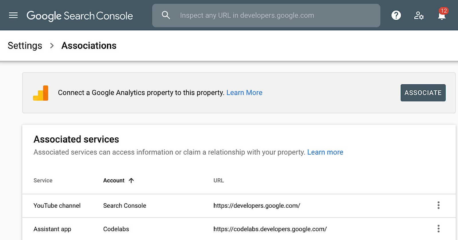Google Search Console Updated With New Associations Page